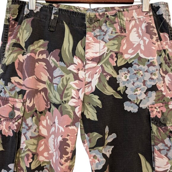 Lucky Brand Womens Size 8/29 NWT 2008 Y2K Black Floral Crop Cargo Utility Pants - Picture 3 of 11